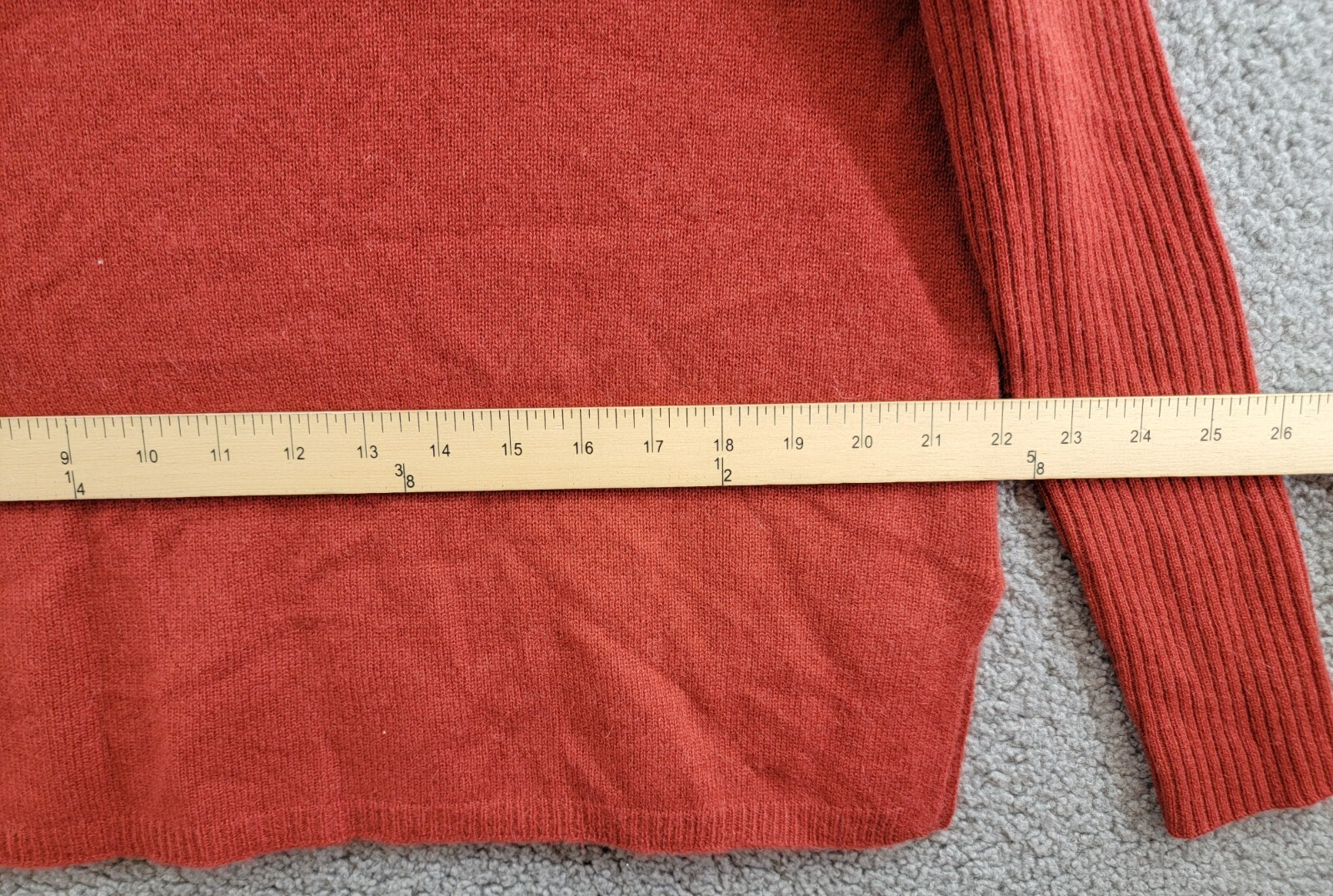 C by Bloomingdale's Cashmere V-Neck Sweater Women's XS Dark Sienna Long Sleeves~ - Picture 6 of 14