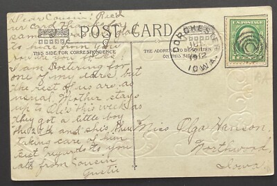 Dorchester, Iowa Post Card mailed Jul 31, 1912 to Northwood, IA