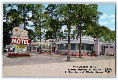1955 The Atlanta Motel Cactus Grill Express Highway 41 And 9 Atlanta GA Postcard