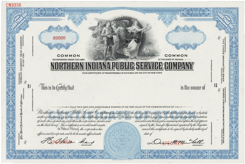 Northern Indiana Public Company. Stock Certificate