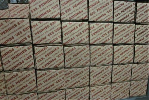 Box of 50 Rolls Circulated Pennies FV $25 - Free Shipping