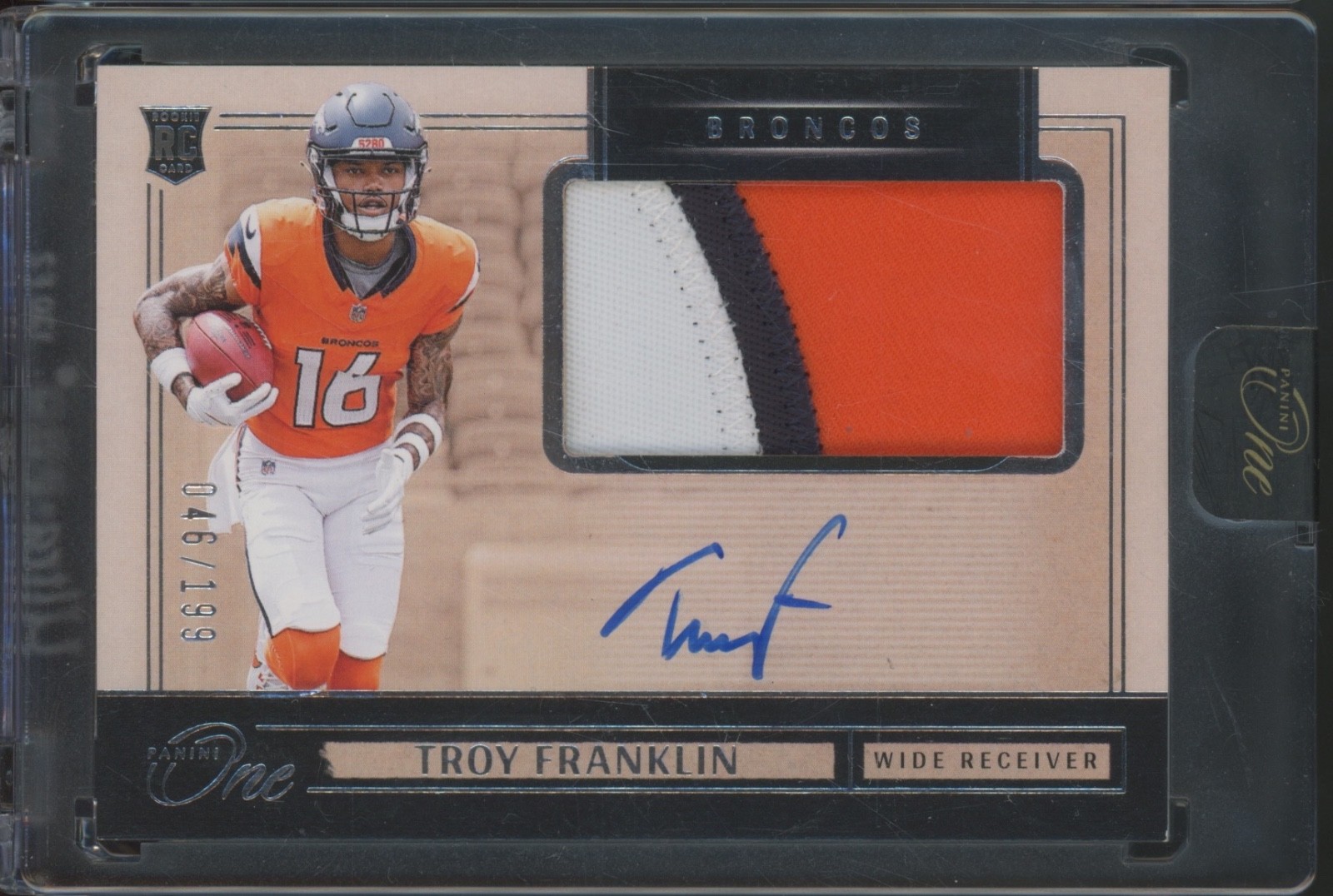 2024 Panini One RPA #12 Troy Franklin 46/199 Auto Autograph Patch RC Rookie
