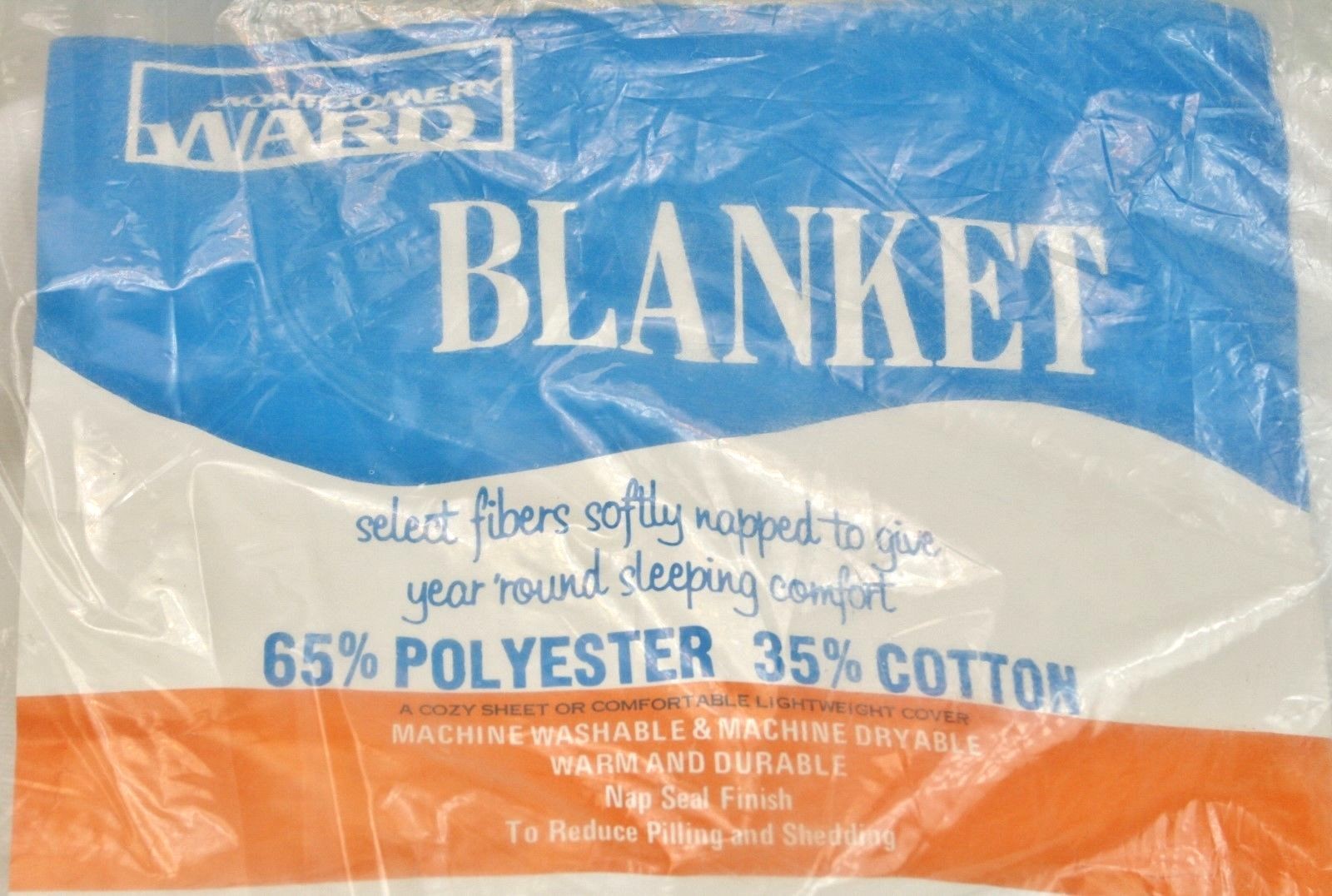 Vintage White Lightweigh Blanket Full Size from Montgomery Wards New in Package