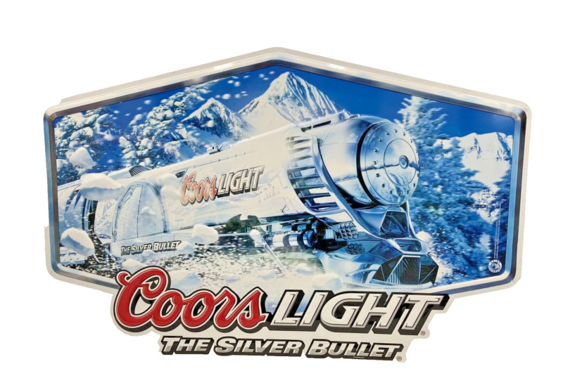 Coors Light The Silver Bullet Train 29.5  X 19 2005 Man Cave Beer Signs Bar Tin