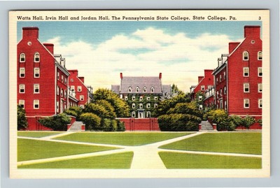 State College PA-Pennsylvania Watts Irvin Jordan Hall Outside Vintage Postcard