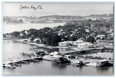c1950's Bird's Eye View Of Cedar Key Florida FL Vintage RPPC Photo Postcard