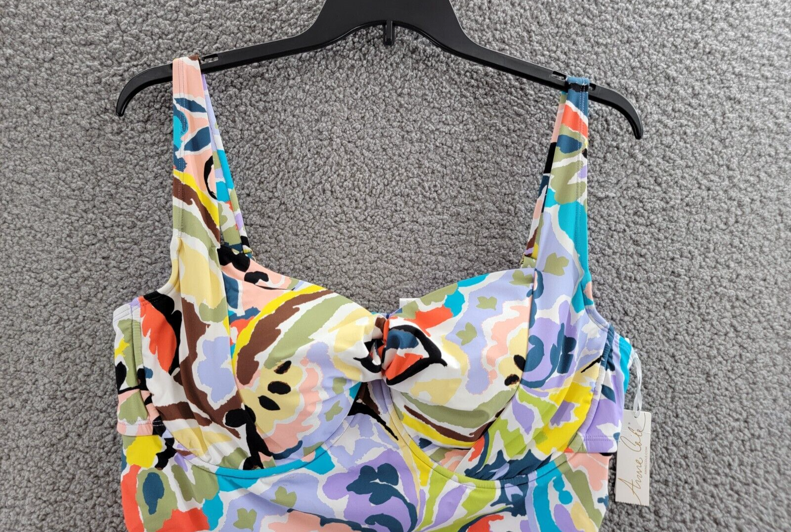 Anne Cole Plus Size Kashmir Paisley Retro Twist Tankini Top Women's 20W Multi - Picture 3 of 14