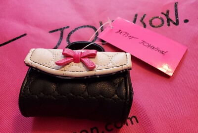 Betsey Johnson $34 Lipstick Holder Be Mine BB16100 Bone/Black/Pink With Mirror 