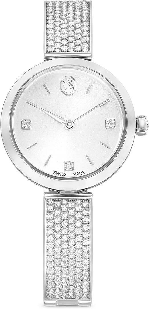 Pre-owned Swarovski 5671205 Women's Watch Silver Crystal Stainless Steel Band
