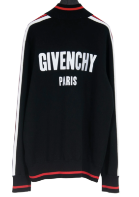 Givenchy Knitted wool logo embroidered bomber jacket Black Red