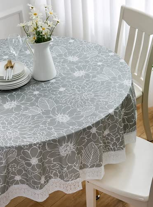 100% Waterproof Oil Proof Stain Resistant Table Cover, 60 Inch round Vinyl Lace
