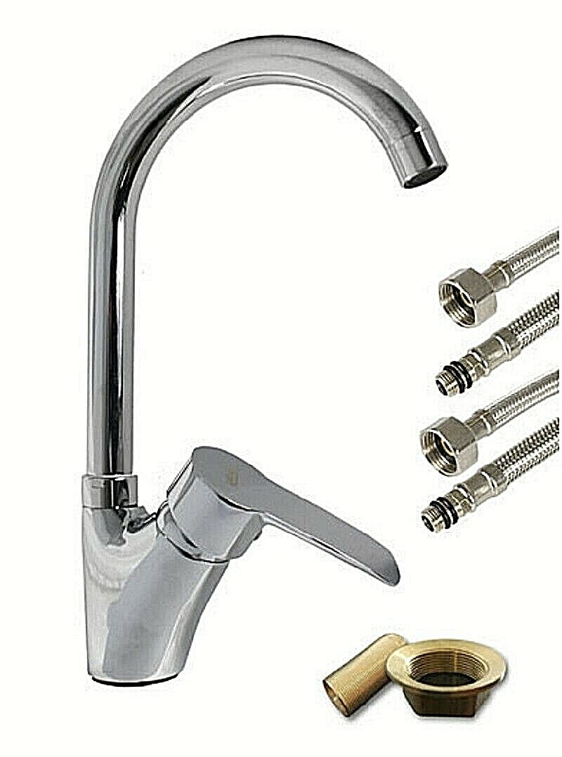 Rubinetto Miscelatore Lavello Cucina Canna Alta Curva Modello Londra 52343A eas  1