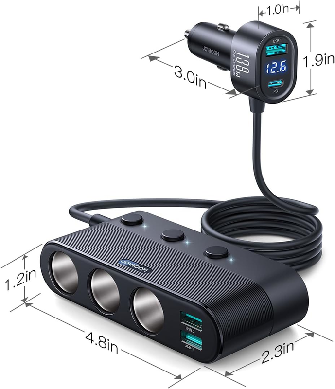 7 in 1 Cigarette Lighter Splitter,  139W Car Charger Adapter with PD30W Charge(3