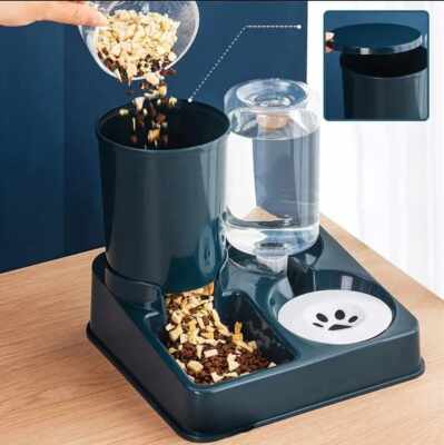 Automatic Cat Food and Water Dispenser, 2 in 1 Gravity  Cat Dry Food and Water..