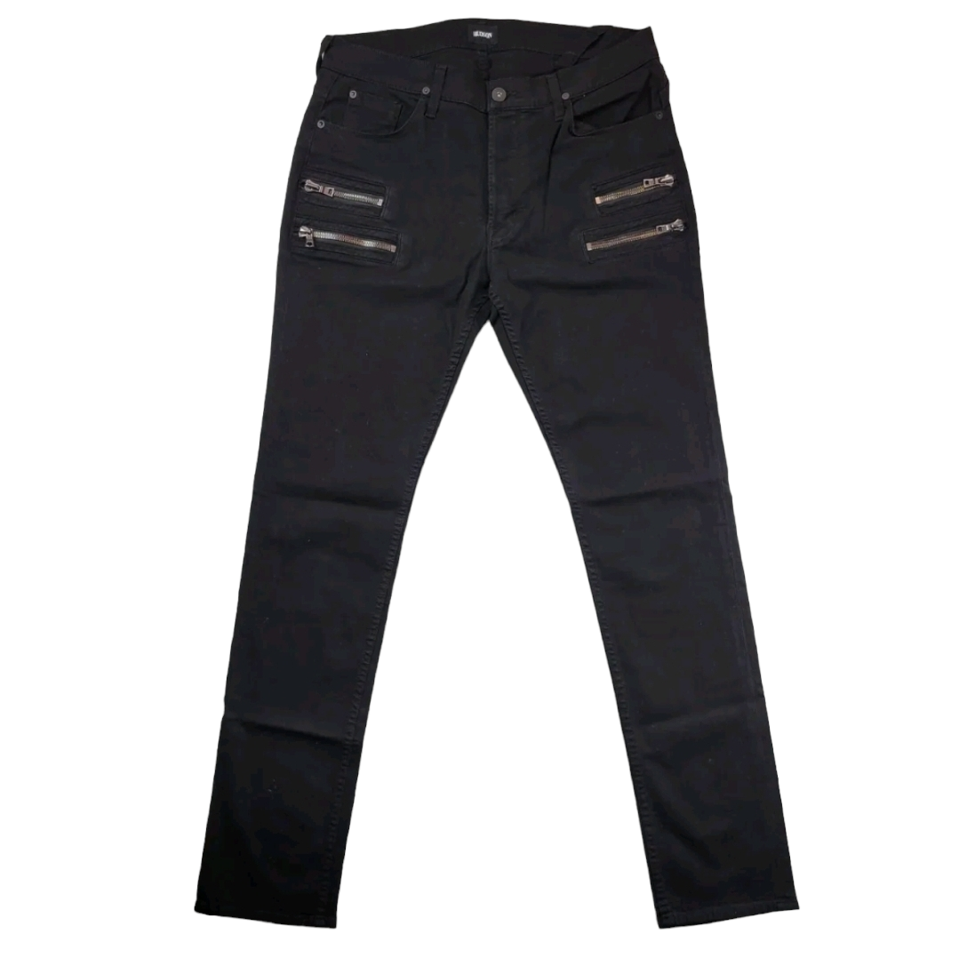 人気定番 245] 33x33 Skinny Slouch Zip Front Broderick Jeans Hudson パンツ