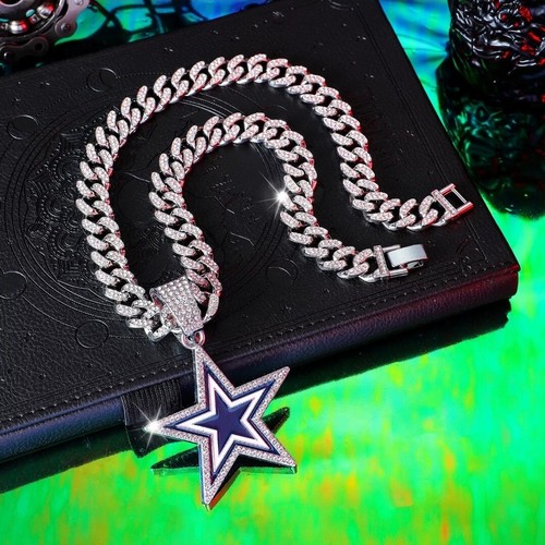 DALLAS COWBOYS Silver Diamond Chain Fan Jewelry Bling Hip Hop Pendant+20" Chain