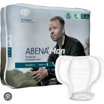 NEW Abena Man - Formula 2 (15) - GREY  - Men's Incontinence Pads - 29cm/11.4in