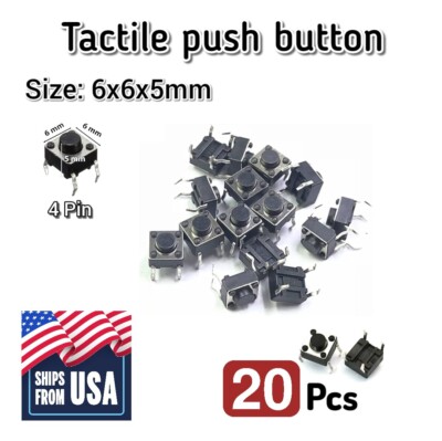 20Pcs 6x6x5mm PCB Momentary Tactile Tact Push Button Switch 4 Pin