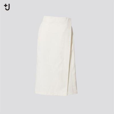 Uniqlo Jil Sander Cotton Linen Wrap Skirt White Size 71.5 New Condition
