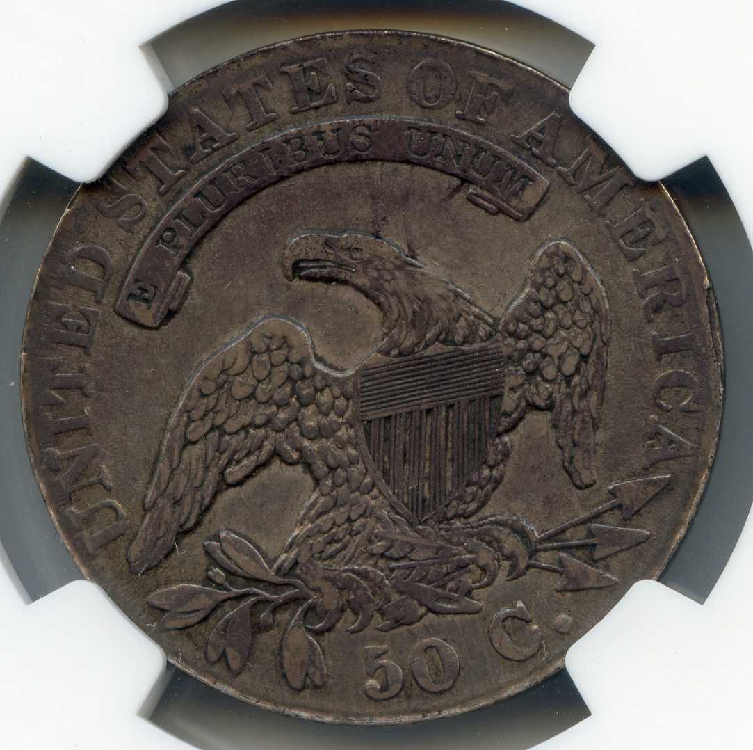 1831 50C Capped Bust Silver Half Dollar. NGC Graded AU - Edge Damage. Lot #2526