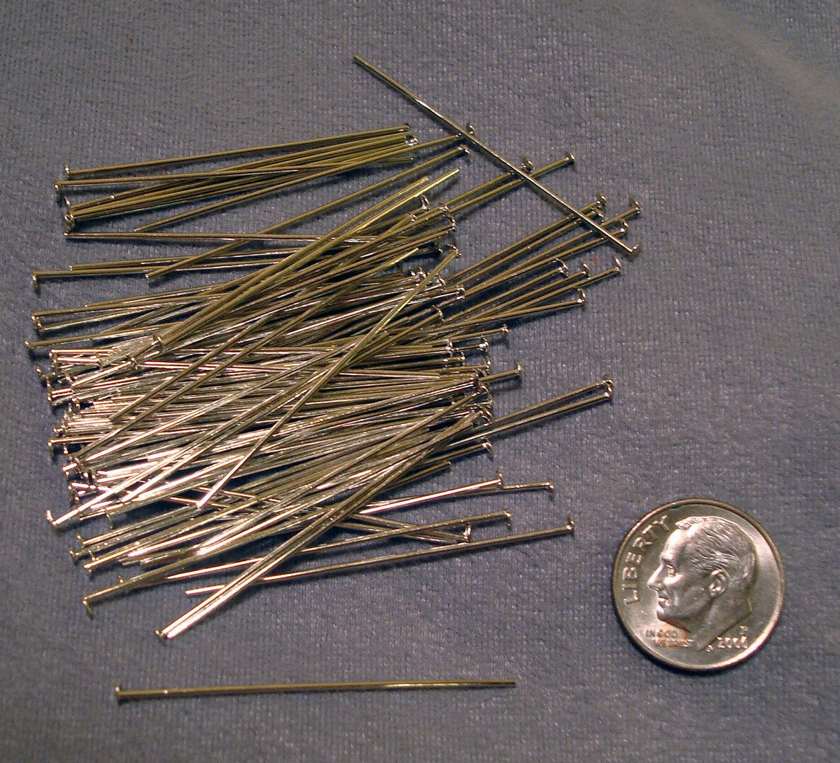 Jewelry head pins white gold plated 100 1 5/8" 40mm 20 gauge round wire fhs014