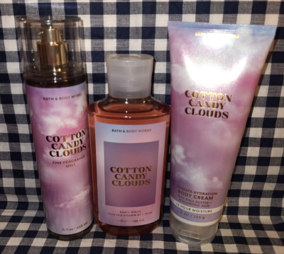 ALL NEW 3 Piece COTTON CANDY CLOUDS Mist Wash & Cream Set Bath & Body Works