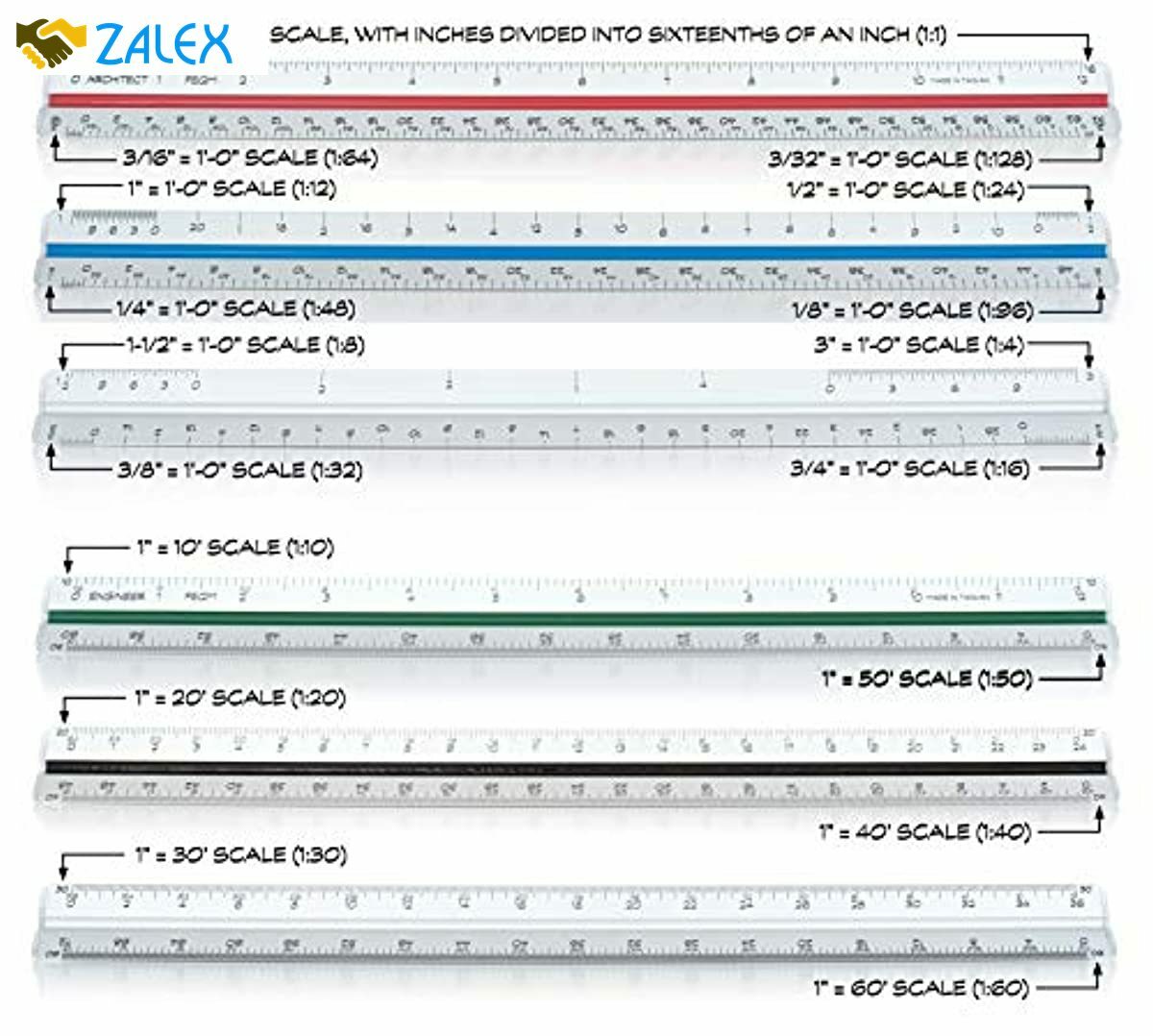 architectural scale ruler imperial and engineer scale