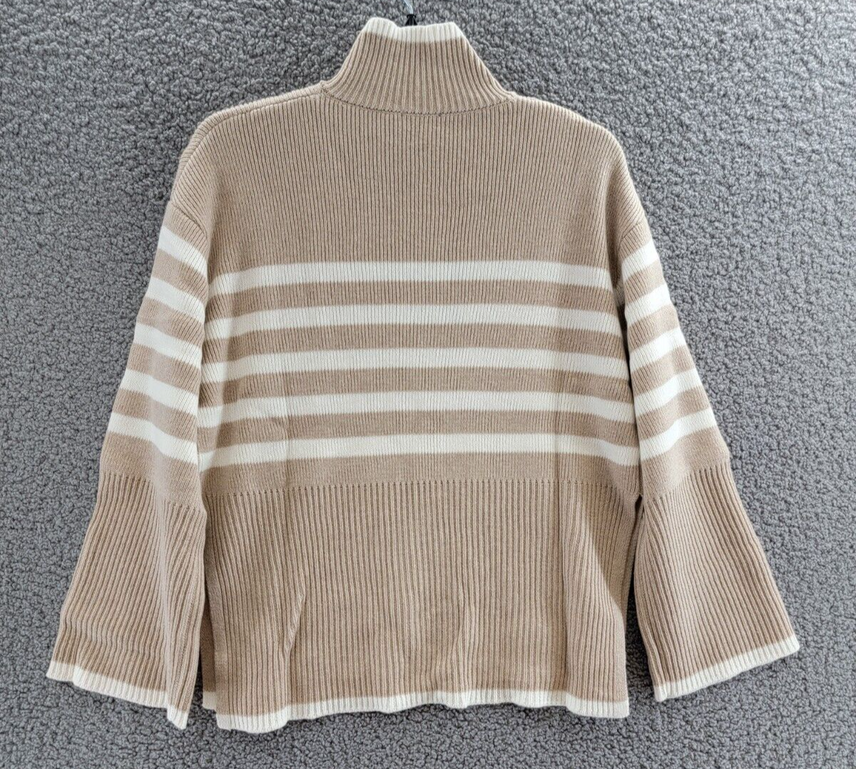 Rails 1/4 Zip Striped Pullover Sweater Women's XS Sand Stripe Merino Wool Blend - Picture 11 of 17