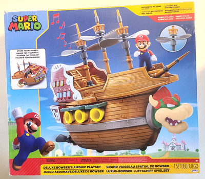 Super Mario Deluxe Bowsers Airship Playset Complete In Box Still Sealed