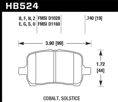 Hawk HP Plus Disc Brake Pad Fits 2007-2010 Saturn Sky