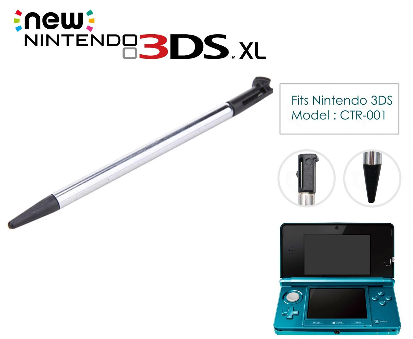 Nintendo 3DS Stylus Metal Retractable Touch Pen Pointer For