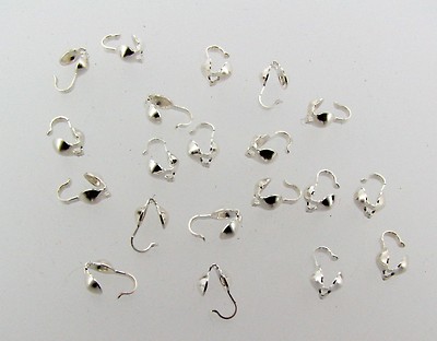 50 ea STERLING SILVER KNOT COVERS Clam Shell Bead Tips