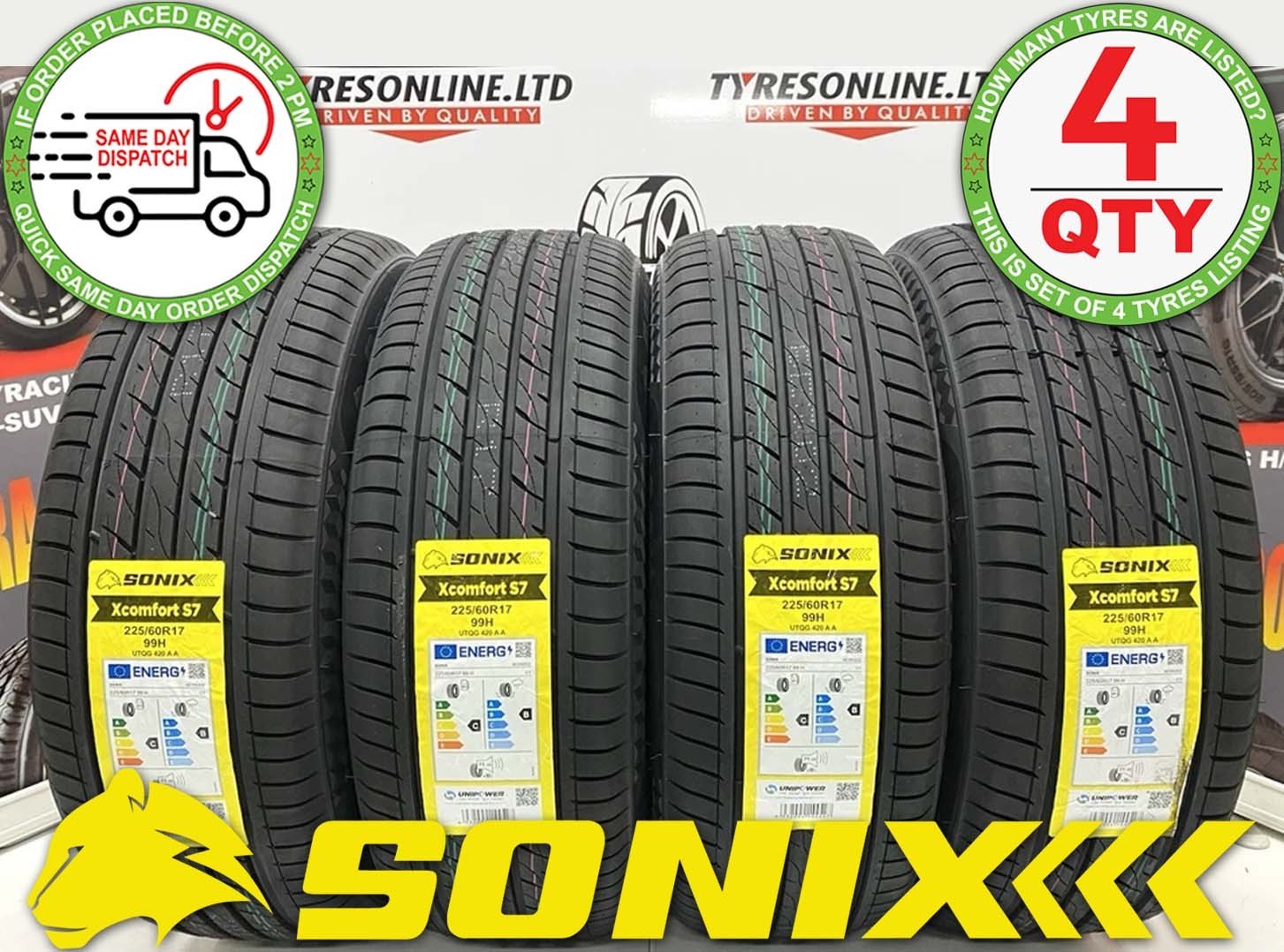 4 X 225 60 17 SONIX 99H 225/60R17 BRAND NEW AMAZING C B