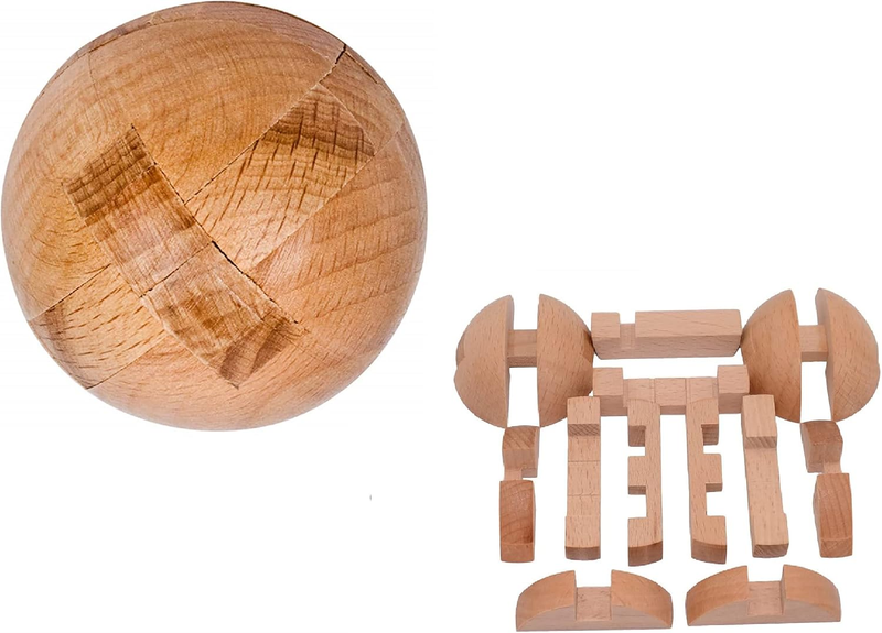 Handmade Wooden Puzzle Magic Ball Brain Teasers Toy Intelligence Game Sphere Puz