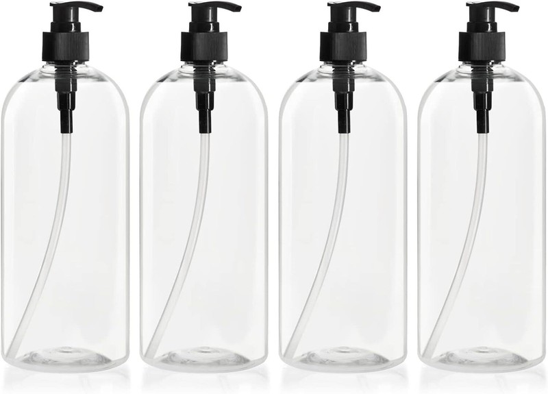 4 Pcs 32 Oz Large Refillable Shampoo and Conditioner Plastic Bottle with Pump 1L