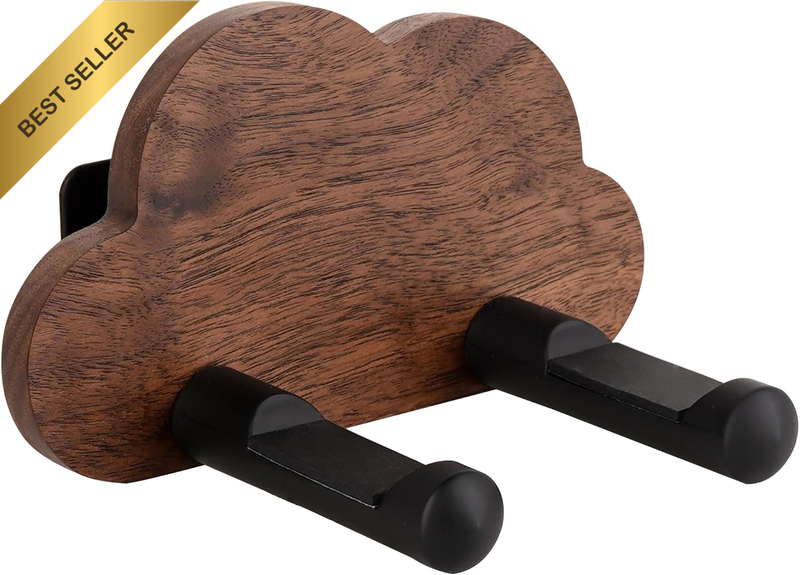Cloud Hair Dryer Holder Wall Mounted, Real Black Walnut Wood Blow Dryer Rack wit