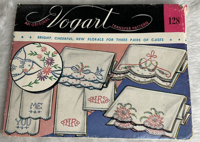 Vogart 1940s Original Iron Transfer Pattern for a Brides Trousseau uncut #128