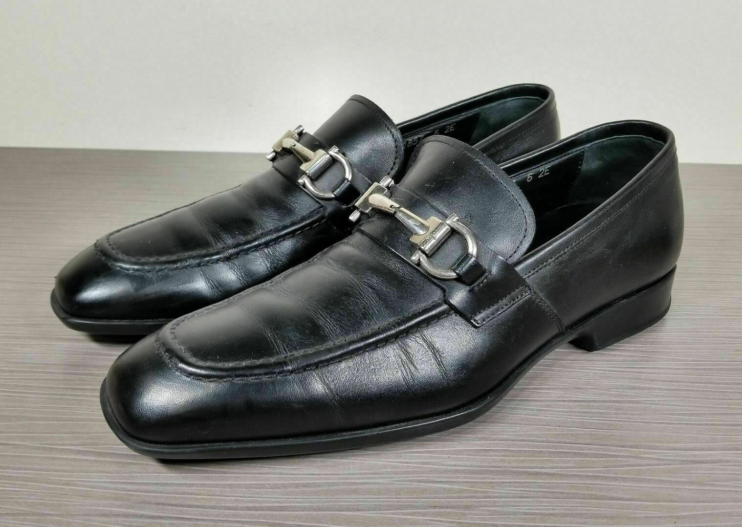 Salvatore Ferragamo Pompei Loafer, Black Leather, Mens Size 6 / 2E