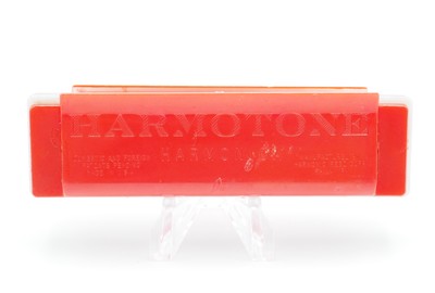 Vintage Harmotone Red Plastic Toy Harmonica Harminic Reed Corp. Philadelphia PA.