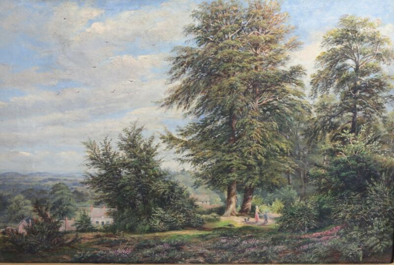 Francis Downman Traies  (1826 - 1857) Oil Painting On Canvas, Lush Landscape