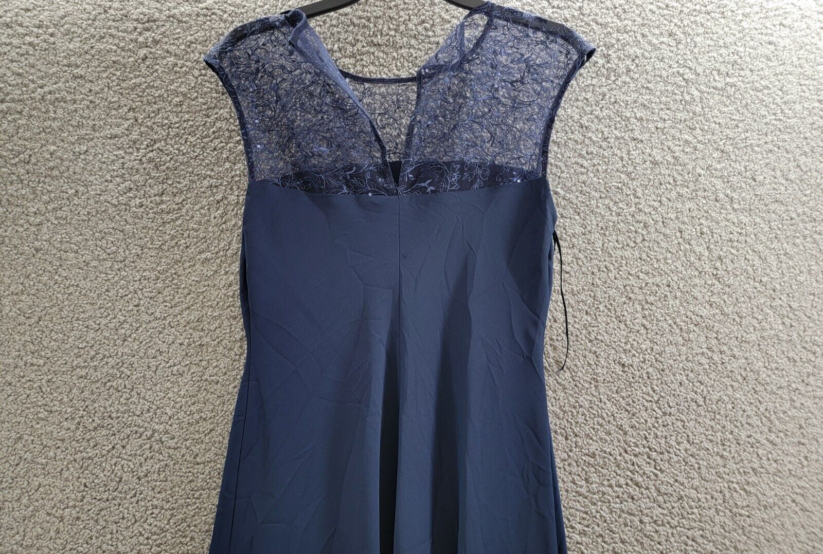Lauren Ralph Lauren Beaded Georgette Cocktail Dress Women's 6 Navy Back Button - Picture 10 of 16