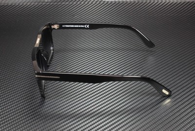 Pre-owned Tom Ford Cecilio-02 Ft0628 01b Shiny Black Gradient Smoke 57 Mm Men's Sunglasses In Gray