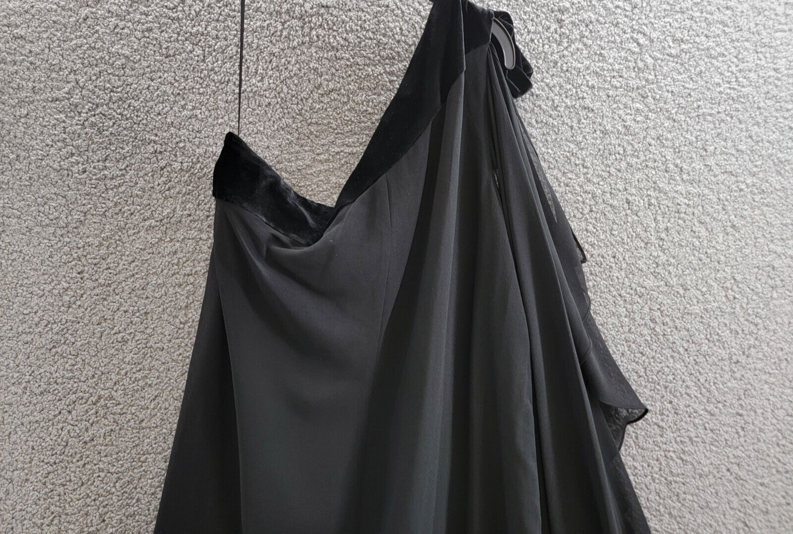 Lauren Ralph Lauren Chiffon One-Shoulder Dress Women's 18 Black Side Zip Closure - Picture 10 of 15