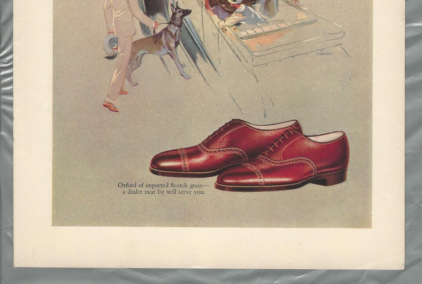 1929 JOHNSTON & MURPHY SHOES advertisement, color art men’s shoes polo Pasadena
