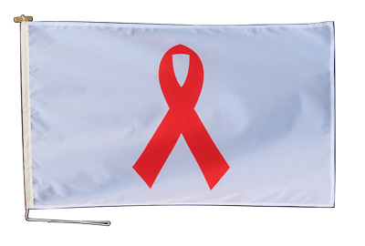 HIV AIDS Awareness Red Ribbon Flagge mit Seil & Knebel - verschiedene Größen