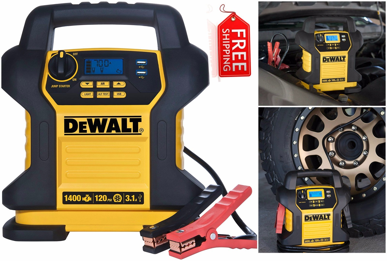 Dewalt Jump Starter 1400 Peak 120 Psi Air Compressor Battery Charger