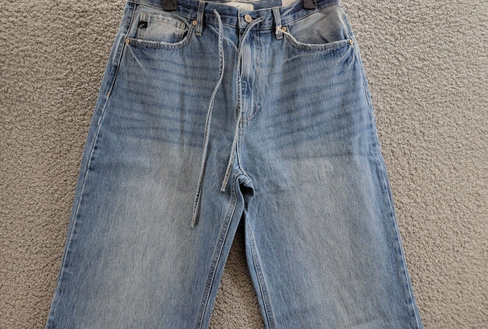 KanCan Hilo Ultra High Rise 90's Flare Jeans Womens 13/30 Medium Blue Button Zip - Picture 3 of 18