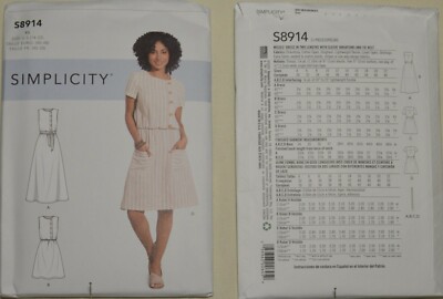 Simplicity- 8914 - Misses' Dress in two Lengths w/ Sleeve Variations & Tie Belt