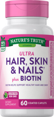 Nature's Truth Ultra Hair Skin & Nails Plus Biotin Coated Caplets 60 Ct 3 Pack