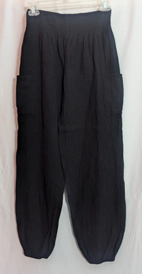 BOBI LOS ANGELES Black Harem Style Guaze Pants Size XS Cotton EUC